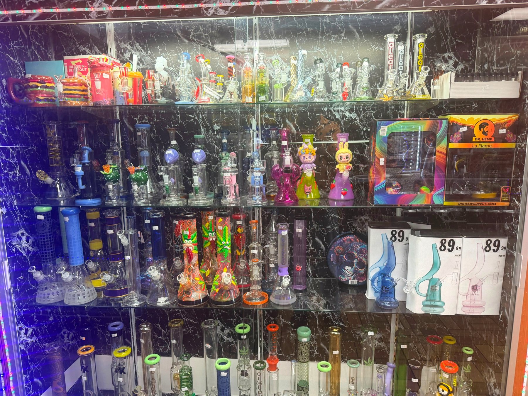 Glass display inside the store